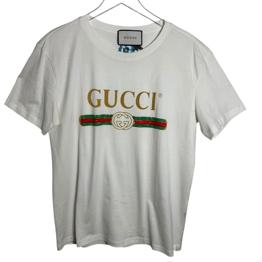 Gucci womens oversized white logo tee with embroidery size Large - Picture 9 of 9